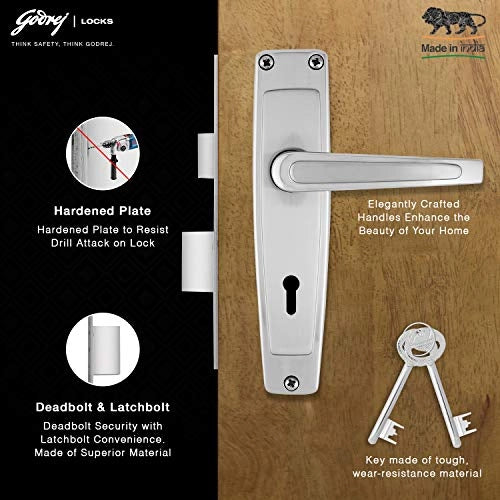 GODREJ DOOR LOCKS COMBIPACK WITH 6 LEVER MORTISE LOCK ELC 03 Satin (7031)