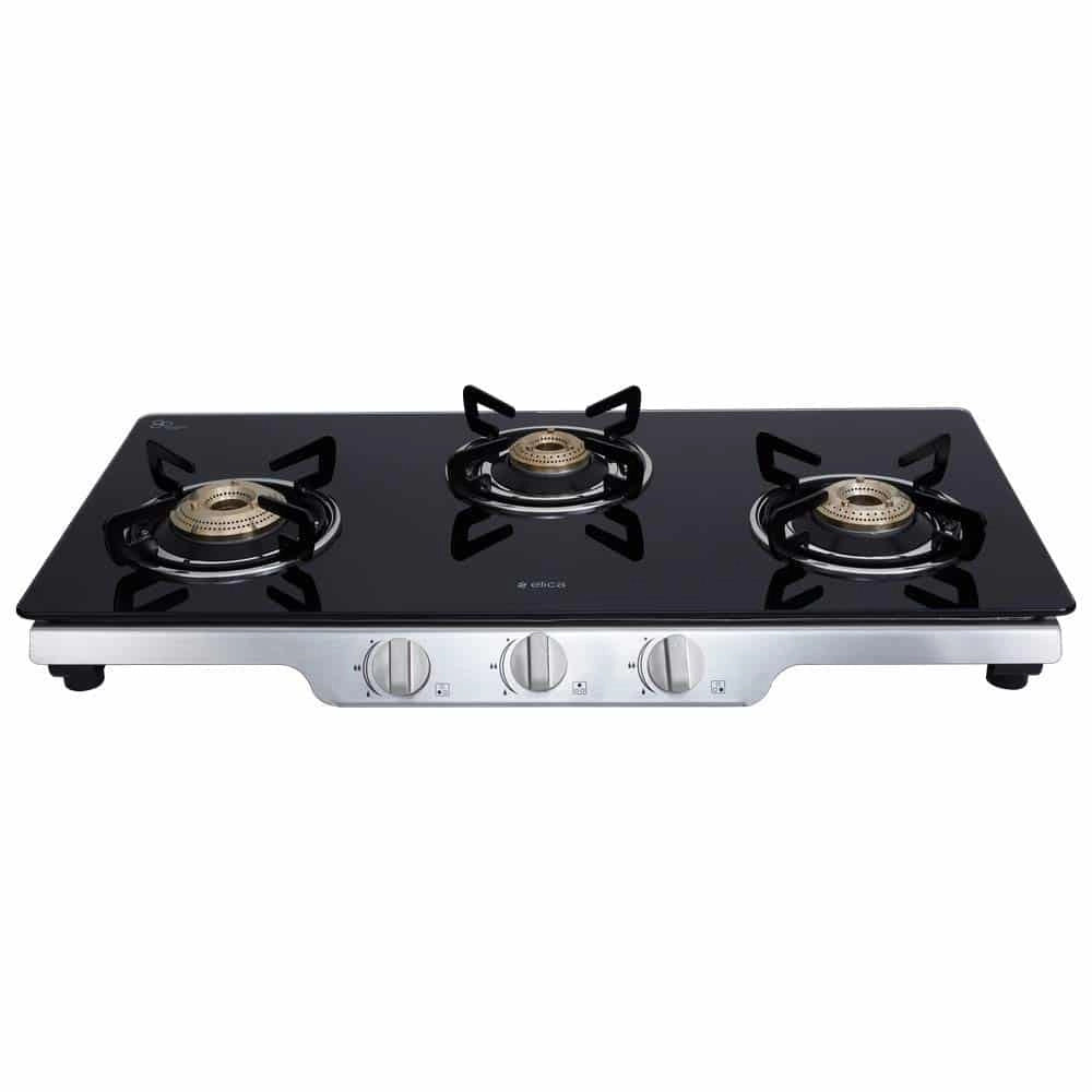 Elica Glass 3 Burner Gas Stove (Patio ICT 773 SS)