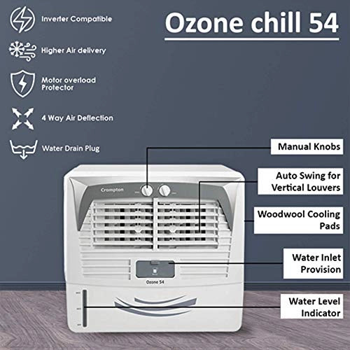 Crompton Ozone Chill 54 Liters - Air Cooler (ISI Certified) White