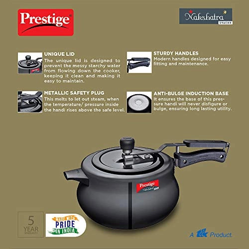 Prestige Svachh Nakshatra Plus Hard Anodised 5 Litre Pressure Handi