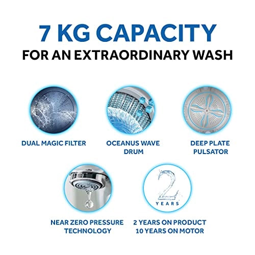 Haier HWM70-826NZP 7 Kg Fully-Automatic Top Loading Washing Machine, Dual Magic Filter ( Moonlight Grey, Quick Wash)