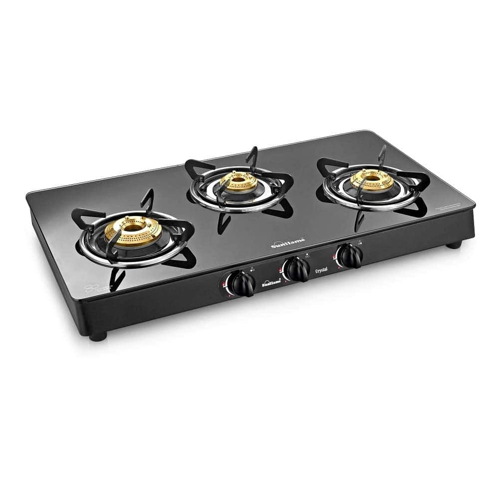 Sunflame Crystal Toughened Glass Cooktop 3 Burner
