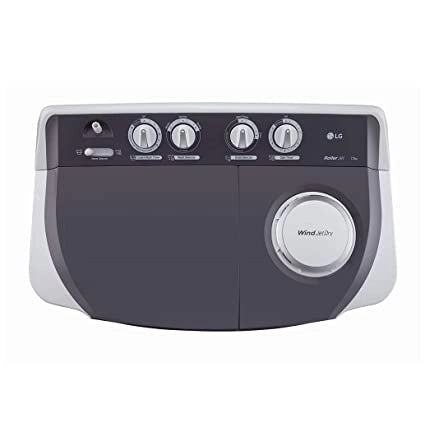 LG P7530SGAZ Wash 7.5Kg and Spin 6Kg, 5 Star, Rust Free Body, Roller Jet Pulsator, Wind Jet Dry, Color: Dark Gray