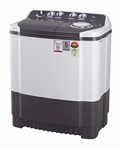 LG P7530SGAZ Wash 7.5Kg and Spin 6Kg, 5 Star, Rust Free Body, Roller Jet Pulsator, Wind Jet Dry, Color: Dark Gray