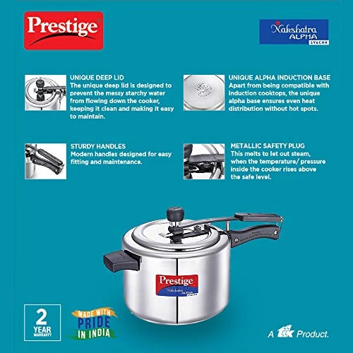 Prestige Svachh, 20246, 5 L, Nakshatra Alpha Straight Wall, with deep lid for Spillage Control