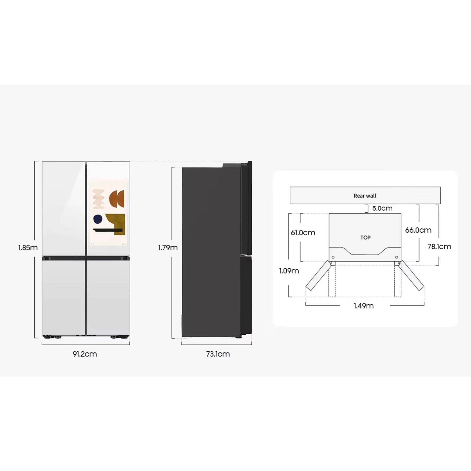 Samsung 650L 4 Door Convertible French Door Refrigerator | Dual Auto Ice Maker | Beverage Center™ | AI Energy Mode | SmartThings Connectivity | Clean White (RF65DB90BD12)