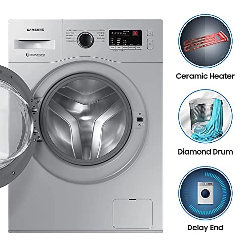 Samsung 6.0 Kg Inverter 5 star Fully-Automatic Front Loading Washing Machine (WW60R20GLSS/TL, Silver, Hygiene steam)
