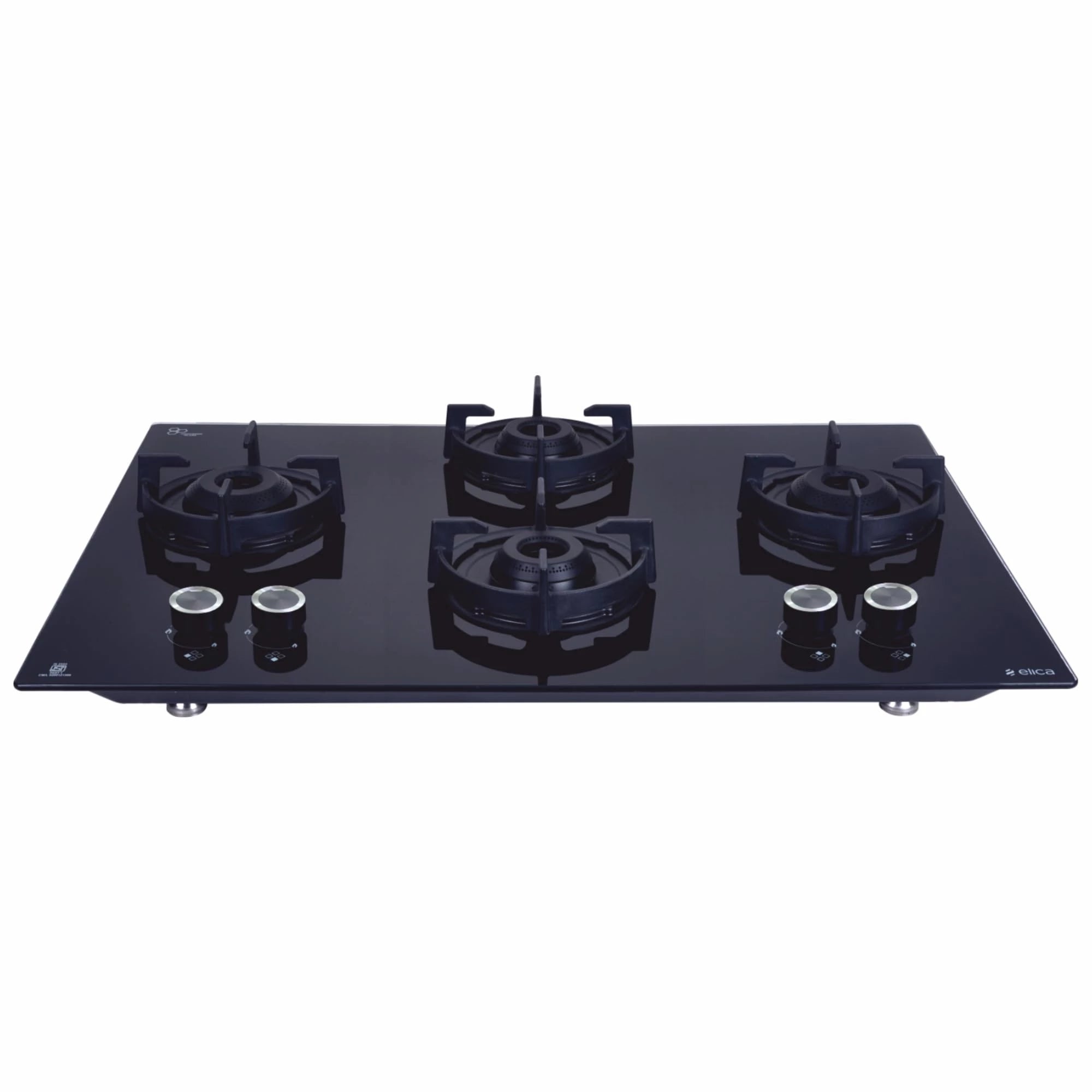 Elica FLEXI 491 LOTUS IND HD BRASS 4 Burner Gas Stove (Auto Ignition, Glass Top, Full Brass Multi-Flame)