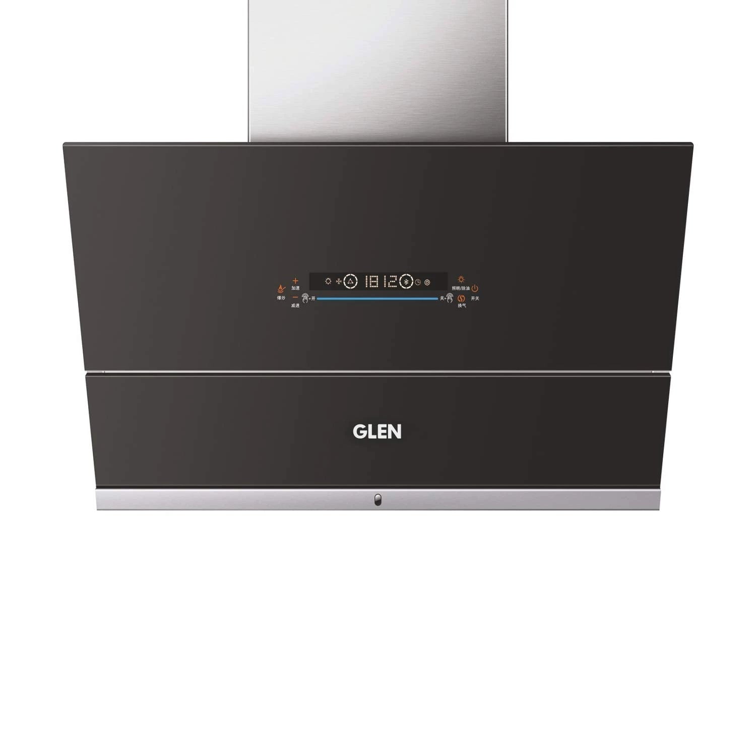 Glen 60cm 1400 m³/hr Auto Clean Vertical Glass Kitchen Chimney With 1 Year Comprehensive Warranty & 12 Year on Motor, BLDC Motor Filterless Motion Sensor Touch Controls (6074, Black)