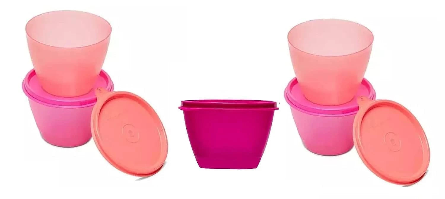 Tupperware Bowled Over Plastic Container Set, 450 ml Set of 5 Multicolored