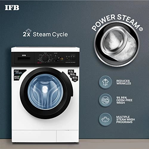 IFB 6 Kg 5 Star Front Load Washing Machine 2X Power Dual Steam (DIVA PLUS BXS 6008, White & Black, Hard Water Wash)