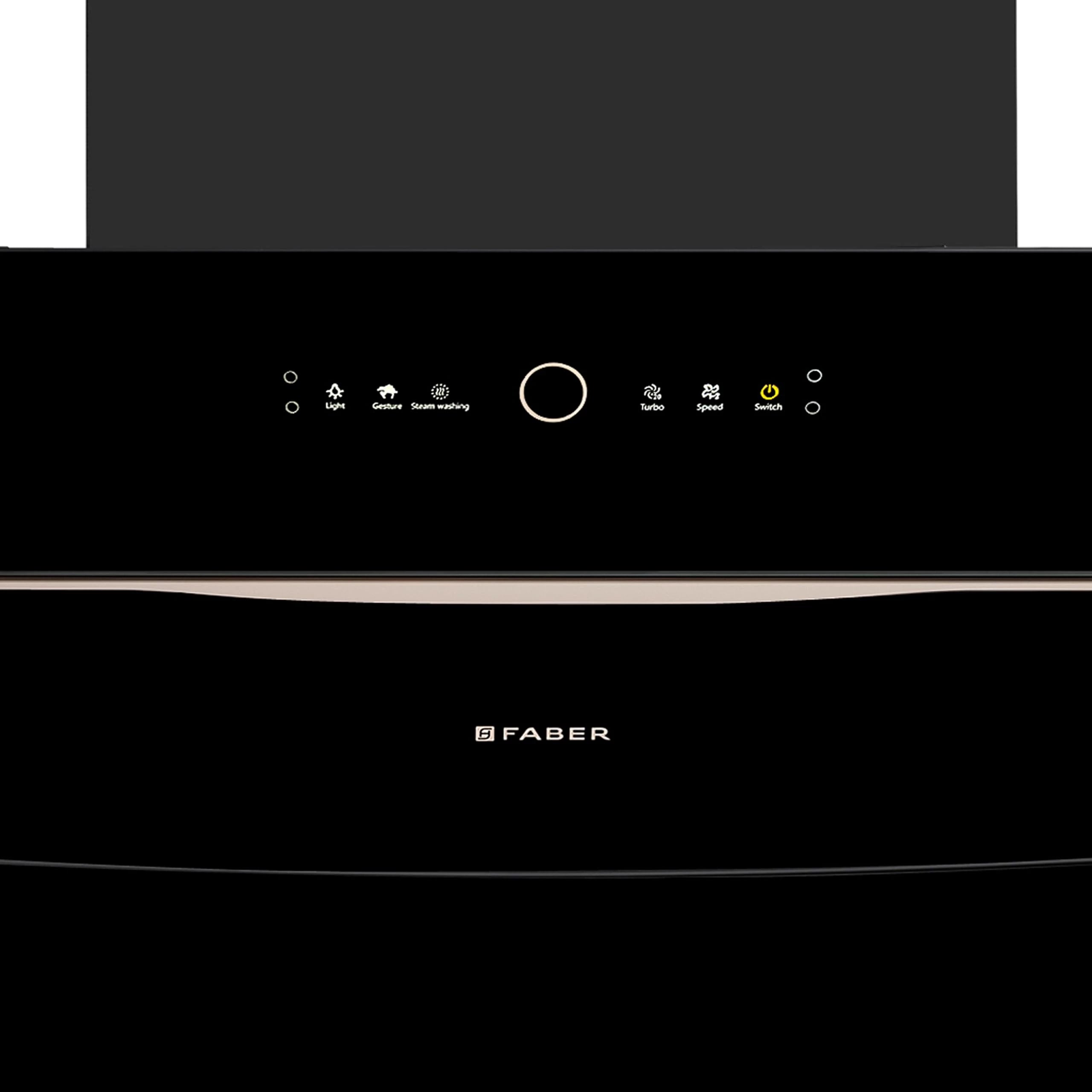 Faber Bolt 90cm 1500 m³/hr | Steam Clean Kitchen Chimney| Powerful Turbo Suction| Low Noise | Filterless| Touch & Gesture Control |5Yrs Product, 12Yrs Motor Warranty by Faber| HOOD BOLT FL SW SC BK 90