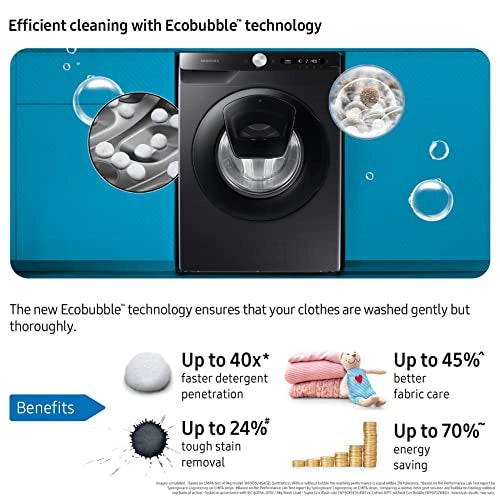 Samsung 8 Kg 5 Star Wi-Fi Inverter Fully-Automatic Front Loading Washing Machine (WW80T554DAB1TL, Black Caviar, Heater)