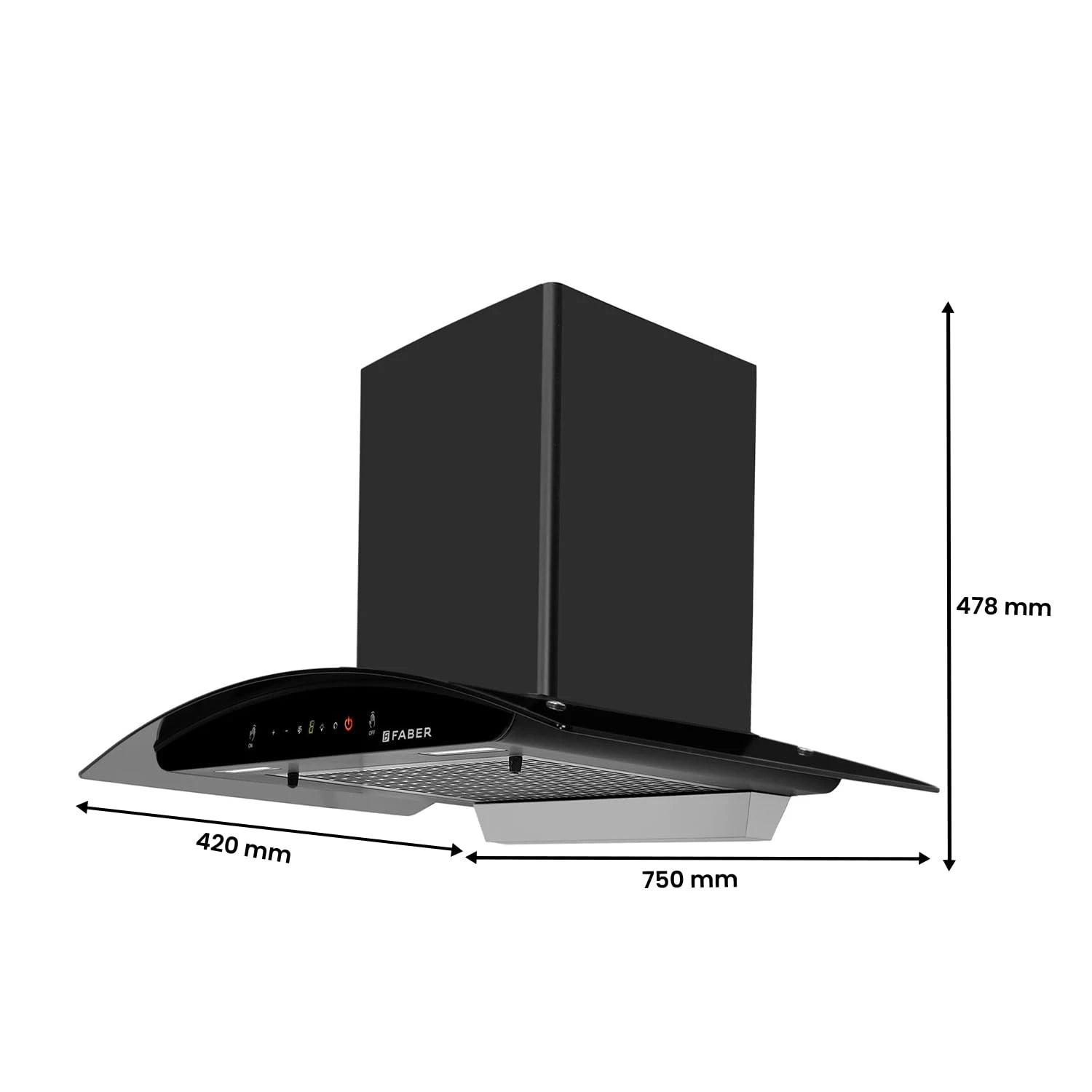 Faber 75cm 1500m3/hr BLDC Autoclean Chimney|Black Matt Filterless|Oil Collector|Touch & Gesture Control|9 Speed Control|LED|12 Yrs Warranty on Motor, 2 Yrs Comprehensive|HOOD IRIS BLDC FL HC BK IN 75