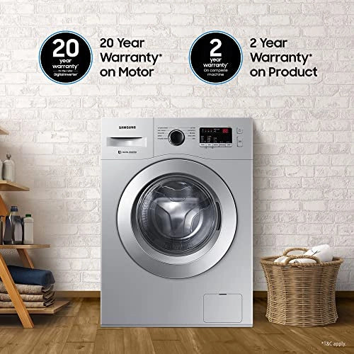 Samsung 6.0 Kg Inverter 5 star Fully-Automatic Front Loading Washing Machine (WW60R20GLSS/TL, Silver, Hygiene steam)