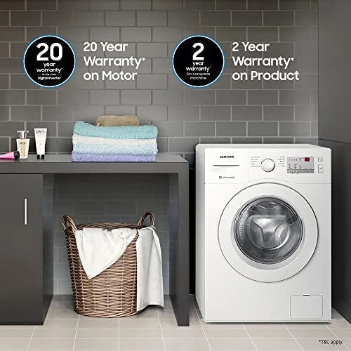 Samsung 6.0 Kg Inverter 5 Star Fully-Automatic Front Loading Washing Machine (WW60R20GLMA/TL, White, Hygiene Steam)