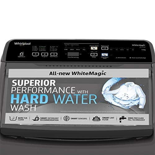 Whirlpool 7 kg 5 Star Fully-Automatic Top Loading Washing Machine (WHITEMAGIC ELITE 7.0, Grey, Hard Water Wash)