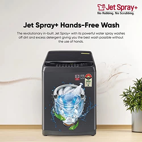 LG 10Kg 5 Star Smart Inverter Fully-Automatic Top Load Washing Machine (T10SJMB1Z, Middle Black, TurboDrum | Jet Spray+)