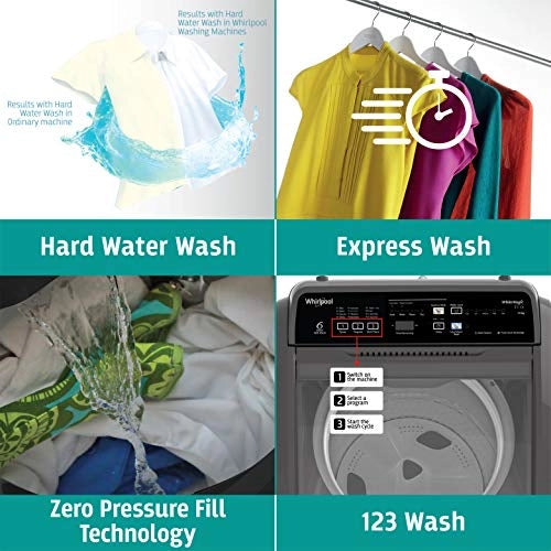 Whirlpool 7.5 Kg 5 Star Fully-Automatic Top Loading Washing Machine (WHITEMAGIC ELITE 7.5, Grey, Hard Water Wash)