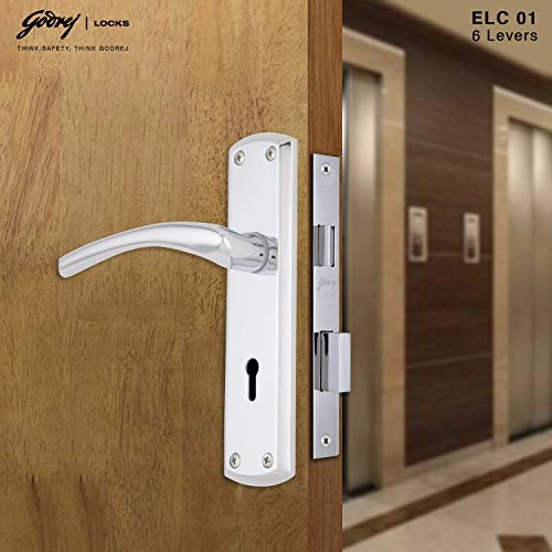 Godrej door Locks COMBIPACK WITH 6 LEVER MORTISE LOCK ELC 01 Chrome(7384)