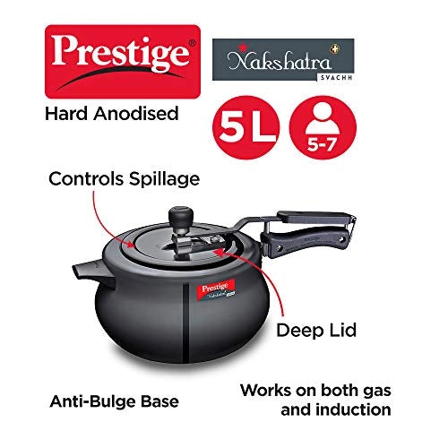 Prestige Svachh Nakshatra Plus Hard Anodised 5 Litre Pressure Handi