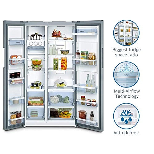 Bosch 661 L Frost Free Side-by-Side Refrigerator(KAN92VI35I, Stainless Steel, Inverter Compressor)