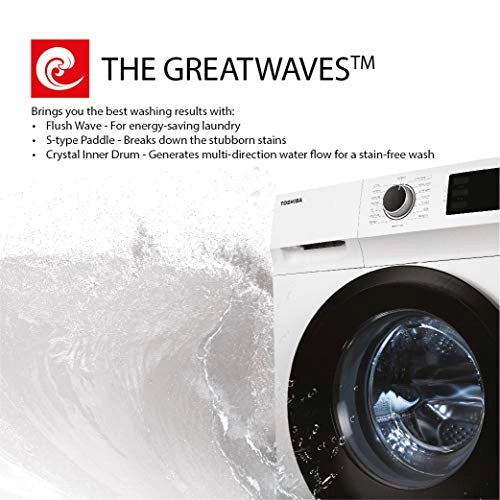 TOSHIBA 7 kg Fully -Automatic front loading washing machine (TW-BJ80S2-IND_WHITE)