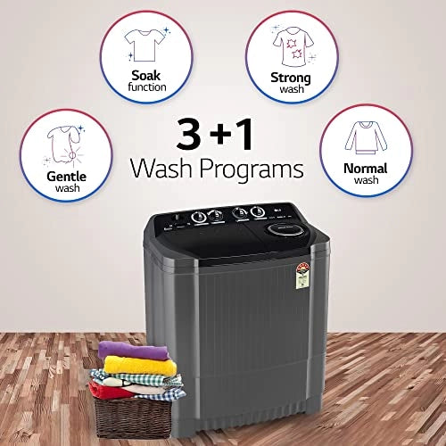 எல்ஜி 8.5 கிலோ 5 ஸ்டார் செமி-ஆட்டோமேட்டிக் டாப் லோட் வாஷிங் மெஷின் (P8535SKMZ, மிடில் பிளாக், ரோலர் ஜெட் பல்சேட்டர்)