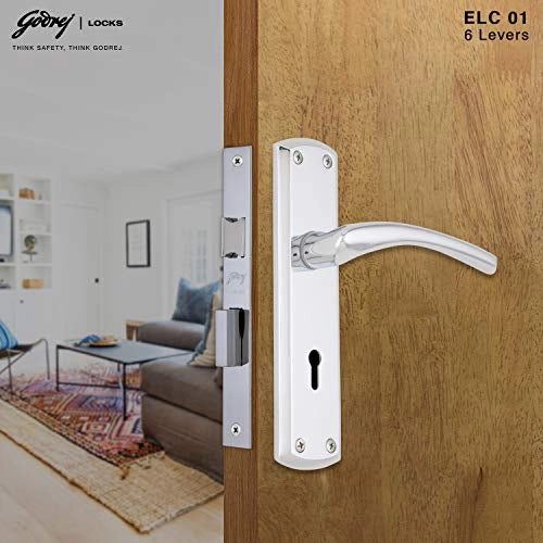 Godrej door Locks COMBIPACK WITH 6 LEVER MORTISE LOCK ELC 01 Chrome(7384)