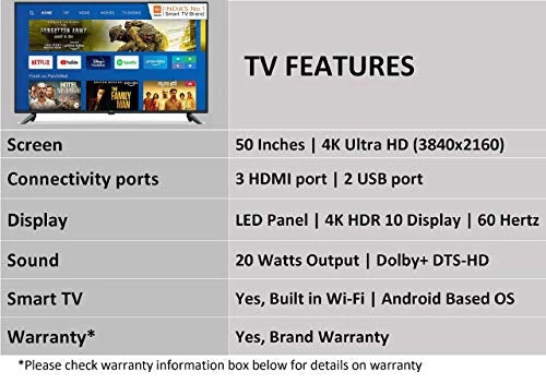 Mi 125.7 cm (50 Inches) 4K Ultra HD Android Smart LED TV 4X (Black)
