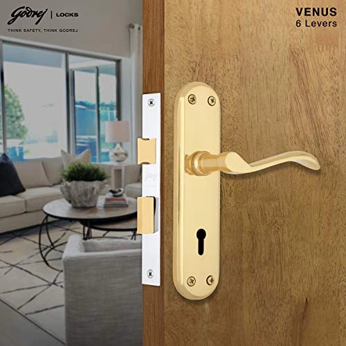 GODREJ DOOR LOCKS COMBIPACK WITH 6 LEVER MORTISE LOCK Venus Brass(7297)
