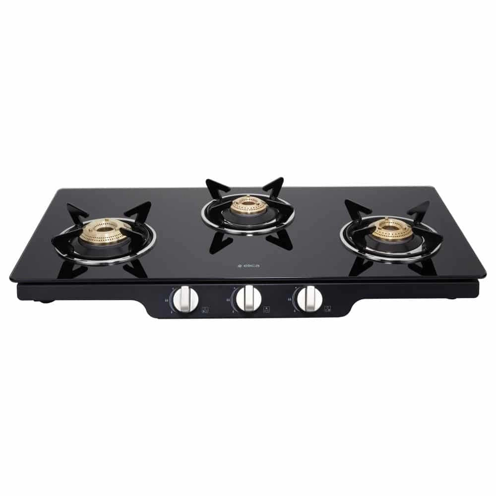Elica Glass 3 Burner Gas Stove (Patio ICT 773 BLK)