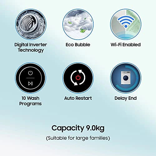 Samsung 9 Kg WiFi Enabled Inverter 5 Star Fully-Automatic Top Load Ecobubble Washing Machine (WA90BG4542BDTL, Dark Gray)
