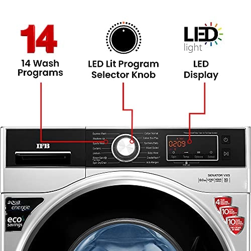 IFB 8 Kg Fully-Automatic Front Loading Washing Machine (Senator VXS, Silver, 3D Wash, Aqua Energie)