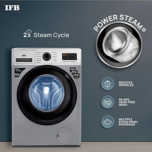 IFB 6.5 Kg 5 Star Front Load Washing Machine 2X Power Dual Steam (SENORITA SXS 6510, Silver & Black, Hard Water Wash)