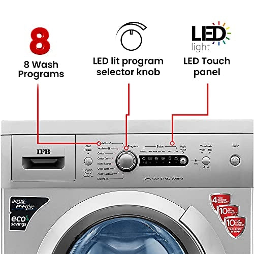 IFB 6 Kg 5 Star Fully Automatic Front Loading Washing Machine (Diva Aqua SX, Silver, Express wash)