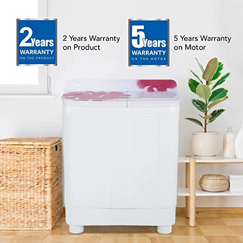 Haier 8.5 Kg Semi-Automatic Top Loading Washing Machine (HTW85-178, Red Roses)