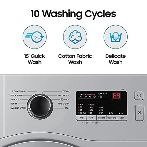 Samsung 6.0 Kg Inverter 5 star Fully-Automatic Front Loading Washing Machine (WW60R20GLSS/TL, Silver, Hygiene steam)