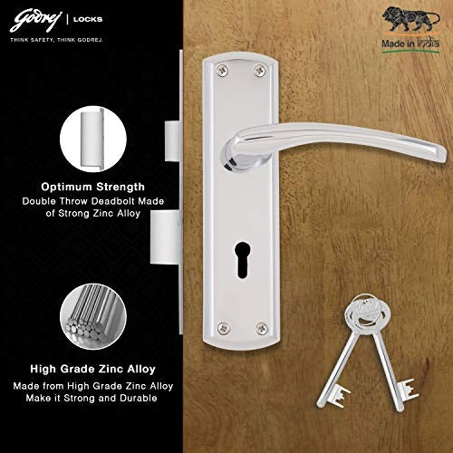 Godrej door Locks COMBIPACK WITH 6 LEVER MORTISE LOCK ELC 01 Chrome(7384)
