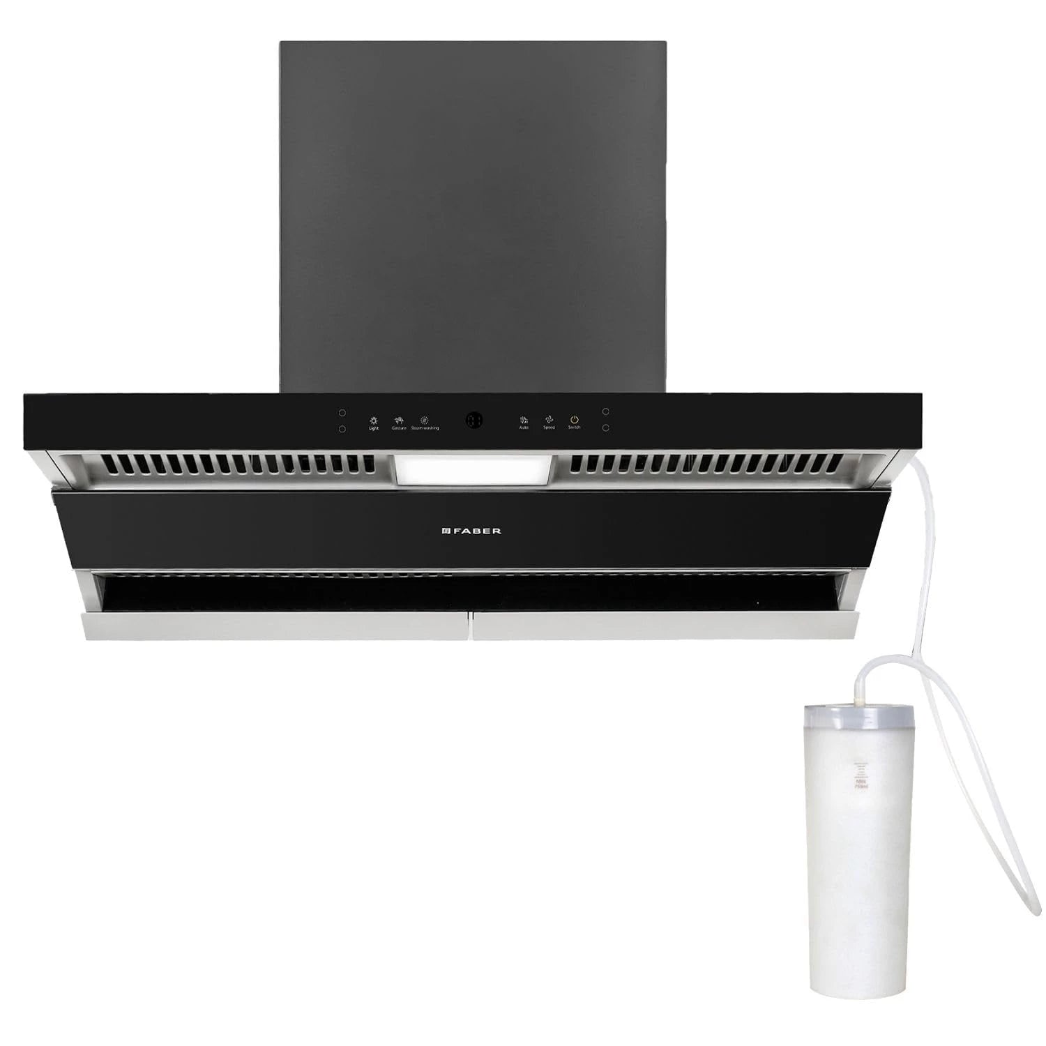 Faber 90cm 1800 m³/hr BLDC Motor Chimney| Steam Clean Autoclean Technology|Smoke Sensor| Filterless| Low Noise| Double Oil collector|5Yrs Product,12Yrs Motor Warranty |Hood Thunderstorm FL SW SC BK 90