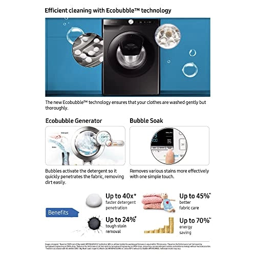 Samsung 9 Kg 5 Star Wi-Fi Inverter Fully-Automatic Front Loading Washing Machine (WW90T504DAN1TL, Inox, In-Built Heater)