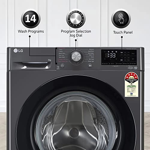 LG 8 Kg 5 Star Inverter Fully-Automatic Front Loading Washing Machine with Heater (FHV1408Z2M, Middle Black,)