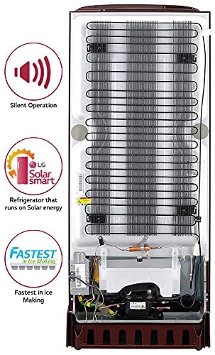 LG 235 L 4 ஸ்டார் இன்வெர்ட்டர் டைரக்ட்-கூல் சிங்கிள் டோர் ரெஃப்ரிஜிரேட்டர் (GL-D241ASCY, ஸ்கார்லெட் சார்ம், டிராயருடன் கூடிய பேஸ் ஸ்டாண்ட்)