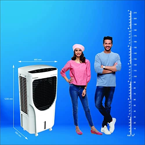 குரோம்ப்டன் கூல் ப்ரீஸ் டிஏசி டெசர்ட் ஏர் கூலர் - 80லி; தேன்கூடு பட்டைகளுடன்; வெள்ளை &amp; கருப்பு