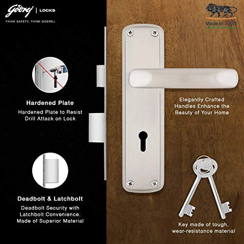 GODREJ DOOR LOCKS COMBIPACK WITH 6 LEVER MORTISE LOCK ELC 05 Satin(6647)