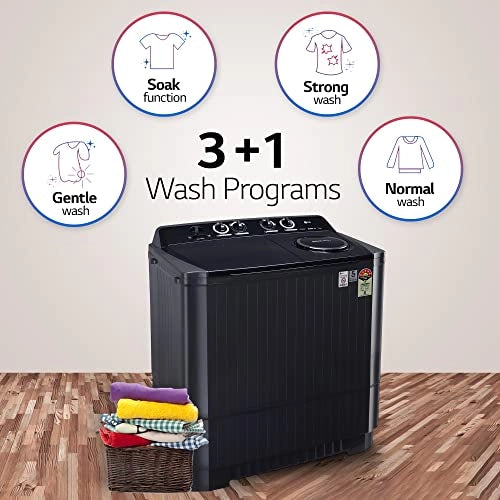 LG 11 கிலோ 5 ஸ்டார் செமி-ஆட்டோமேட்டிக் டாப் லோடிங் வாஷிங் மெஷின் (P1155SKAZ, மிடில் பிளாக், ரோலர் ஜெட் பல்சேட்டர்), பெரியது