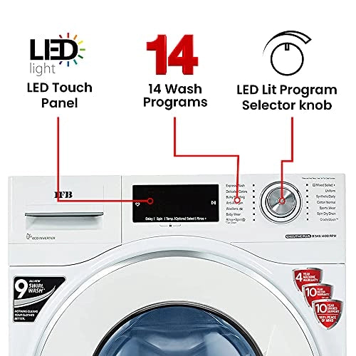 IFB 8.5 kg 5 Star Fully-Automatic Front Loading Washing Machine (EXECUTIVE PLUS VX ID, White, In-Built Heater, 4D Wash technology)