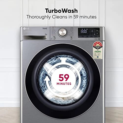 LG 10 Kg 5 Star Inverter Wi-Fi Fully-Automatic Front Loading Washing Machine with heater (FHP1410Z7P, Platinum Silver)