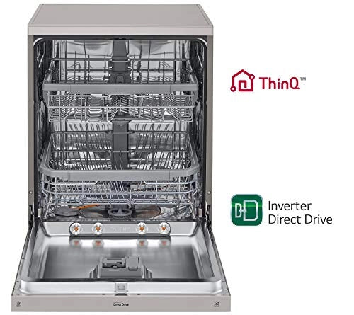 LG 14 Place Settings Wi - Fi Dishwasher (DFB424FP, Silver, Silent Operation, Tough Stain Removal, Adjustable racks )