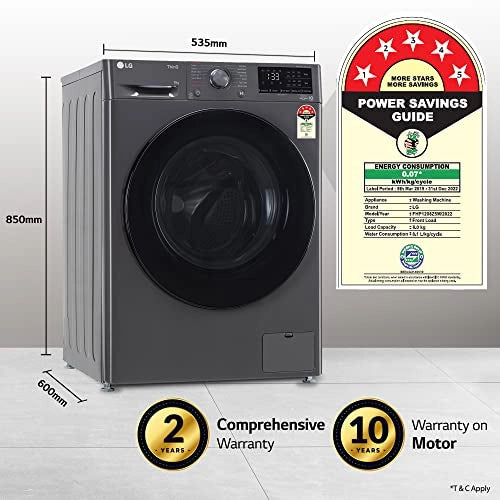 LG 8 Kg 5 Star Inverter Wi-Fi Fully-Automatic Front Loading Washing Machine with Heater (FHP1208Z5M, Middle Black)